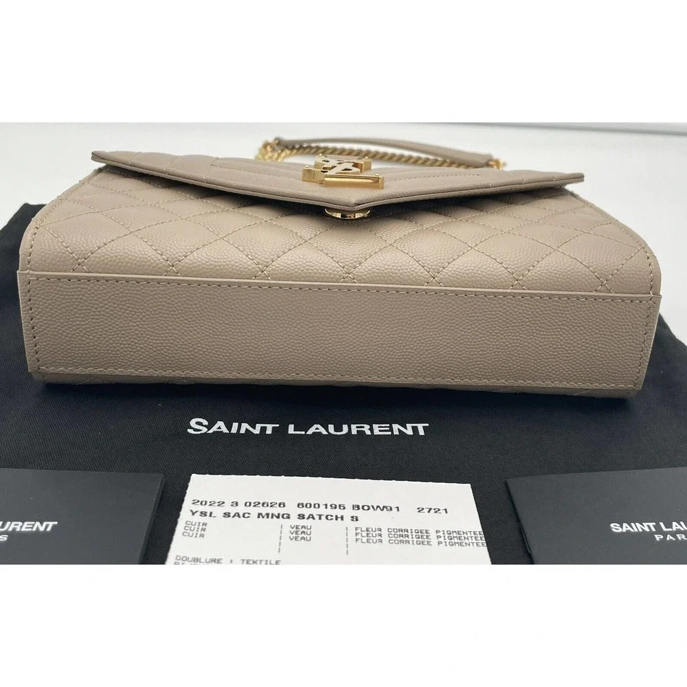 ❌SOLD❌Saint Laurent YSL Small Envelope Quilted Leather Crossbody Bag Purse Beige - Picture 8 of 12